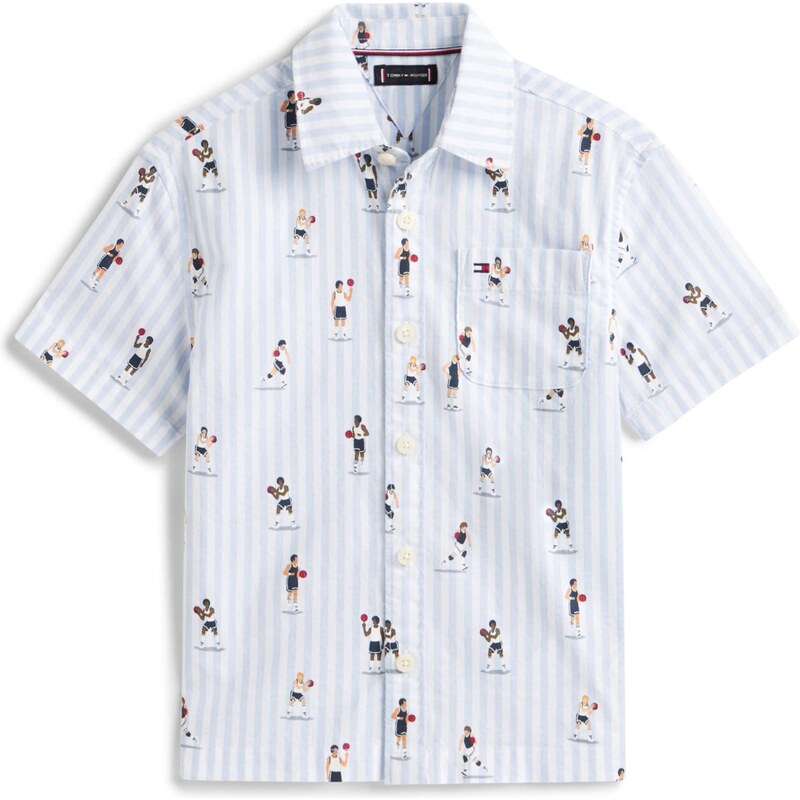 TOMMY HILFIGER Košeľa FLEX ITHACA béžová / námornícka modrá / 67369057