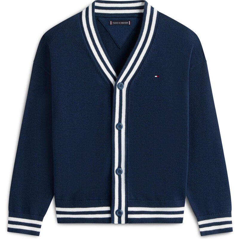 TOMMY HILFIGER Kardigán VARSITY tmavomodrá / biela 67369054