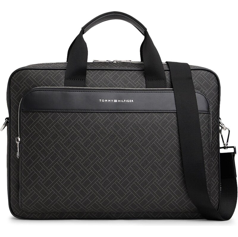 TOMMY HILFIGER Taška na notebook svetlosivá / čierna 67369110