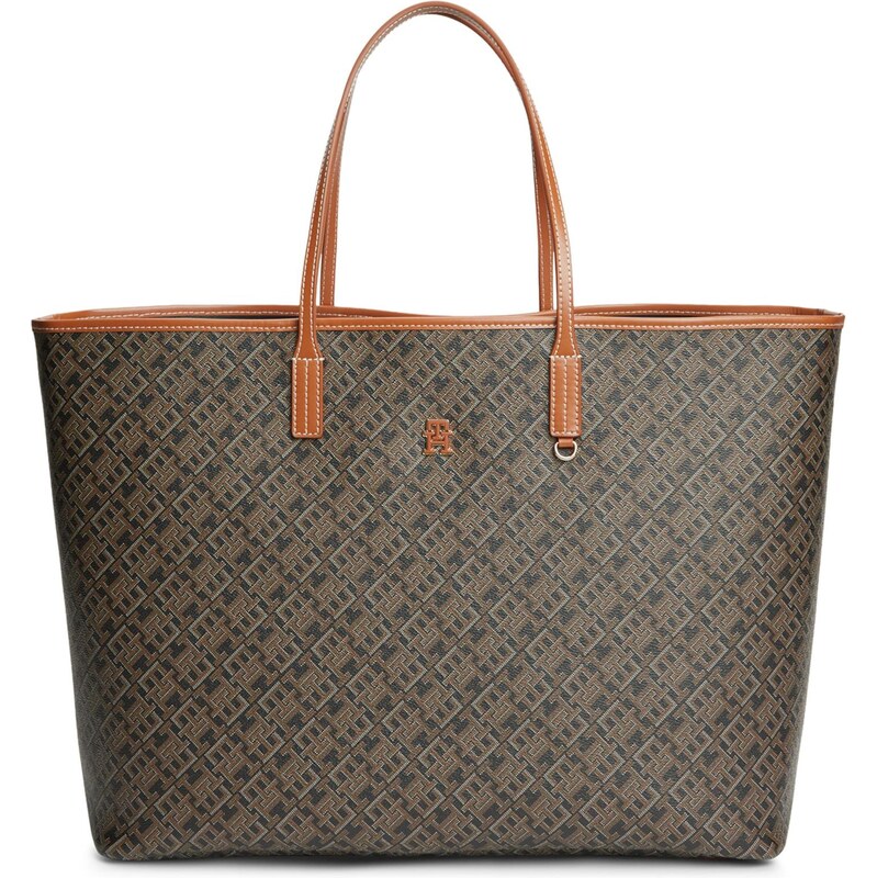 TOMMY HILFIGER Shopper hnedá / koňaková / svetlosivá / čierna 67369130