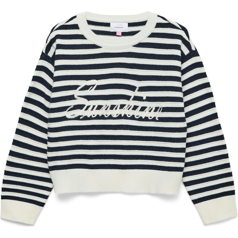 Vero Moda Girl Sveter VMApple námornícka modrá / šedobiela 67377027