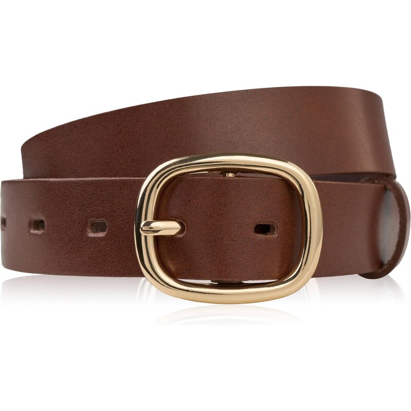 Paolo Peruzzi Dámsky kožený opasok so zlatou prackou, 100 cm | hnedá 67370918