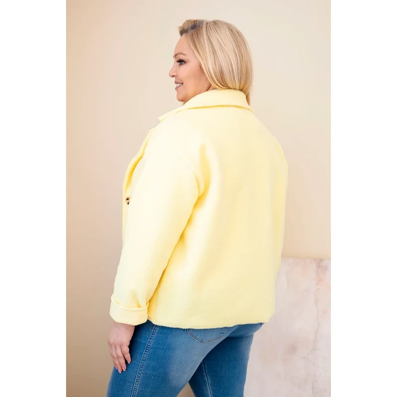 Kesi Włoski Žltá plus size bunda s vreckami 67371564