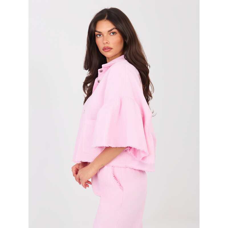 RUE PARIS Svetloružová prešívaná bunda 67371578