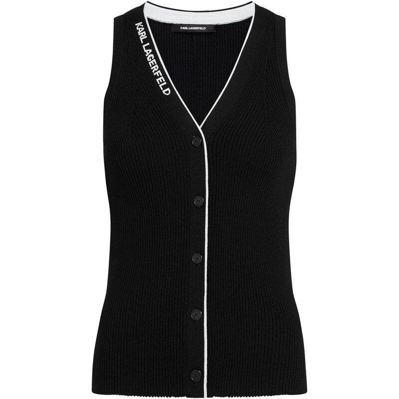 Karl Lagerfeld Pletená vesta čierna / biela 67377095