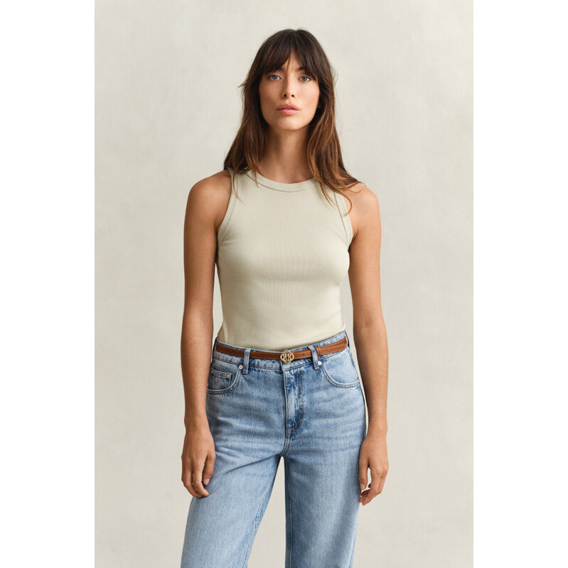 TOP GANT HIGH NECK RIB TANK TOP COUNTRY BEIGE 67371894