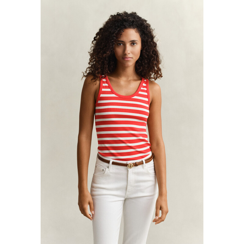 TOP GANT STRIPED RIBBED TANK TOP PERFECT RED 67371903
