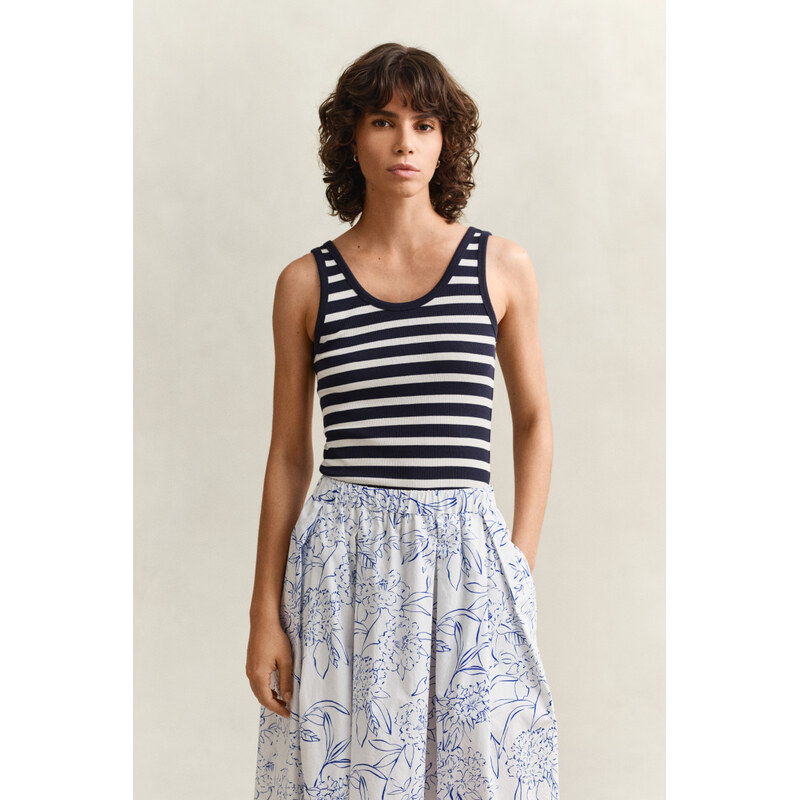 TOP GANT STRIPED RIBBED TANK TOP EVENING BLUE 67371902