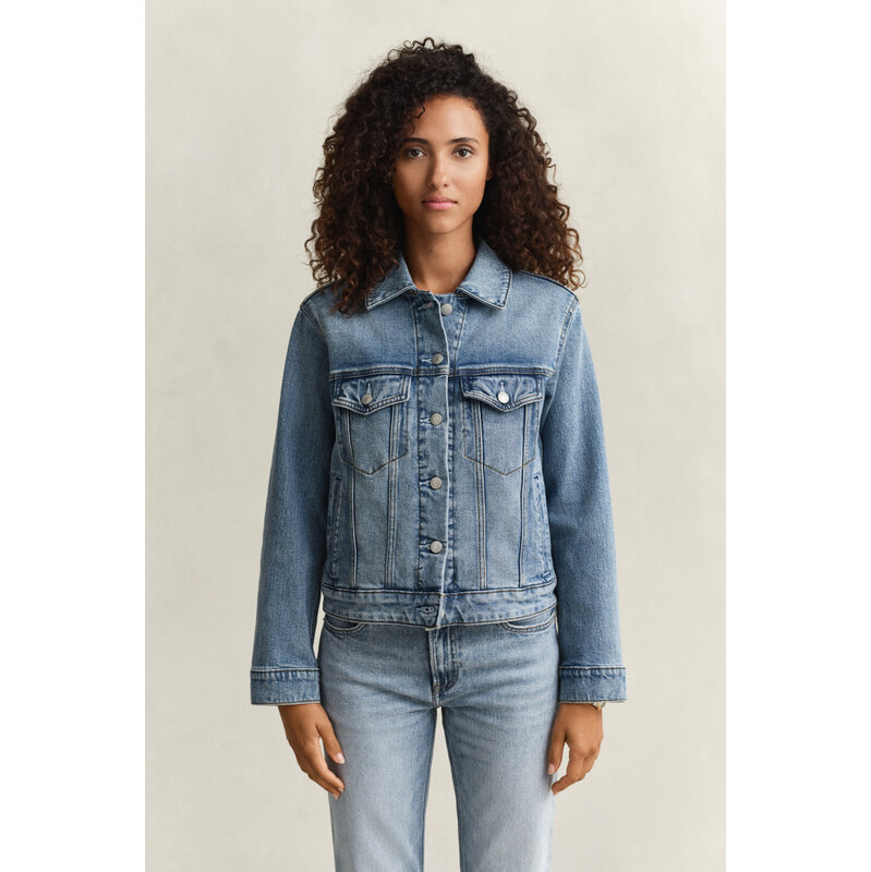 BUNDA GANT DENIM TRUCKER JACKET SEMI LIGHT BLUE BROKEN IN 67371909
