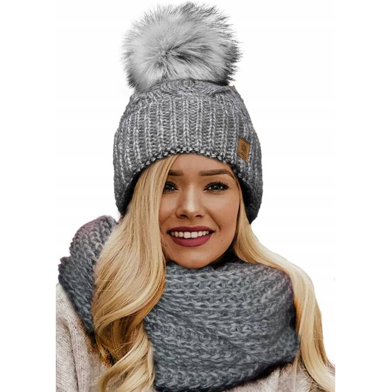 Fashionweek Zimní set čiapka a šál, pletený tunel WOOL-INES 67371940