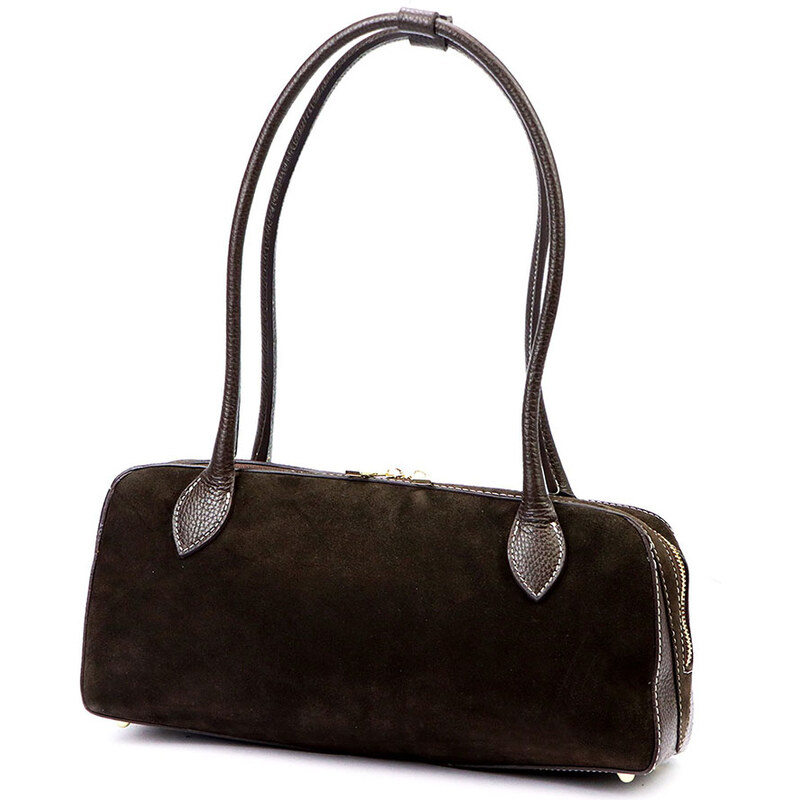 Gregorio Tmavohnedá kožená brúsená kabelka cez plece 67375881