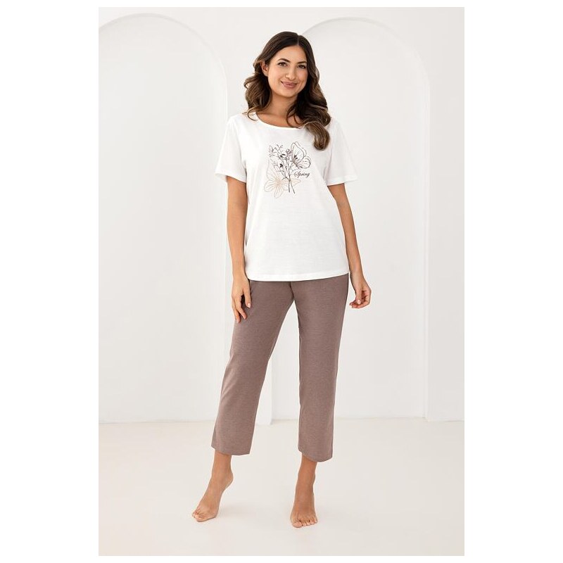 Regina Dámske pyžamo Spring 3/4 bielo-hnedé 67378806