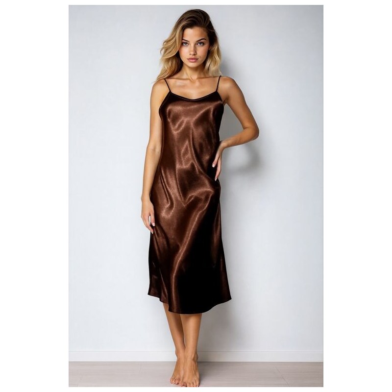 Kalimo Dlhá saténová košieľka Argentina hnedá 67546953