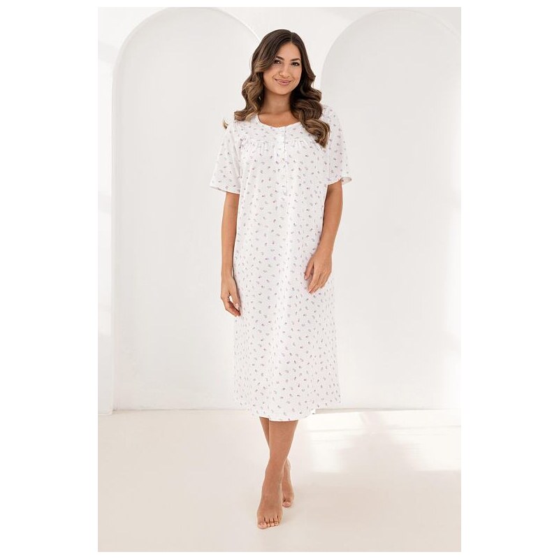 Regina Dlhá nočná košieľka Bella ecru s ružičkami 67546986