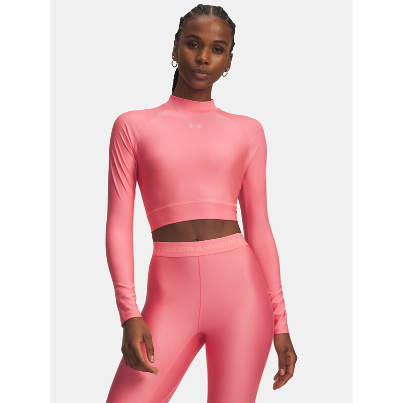 E-shop Under Armour HeatGear Crop Mock LS-PNK