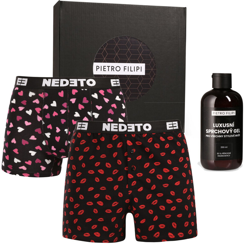 Pánska darčeková sada trenírky a boxerky Nedeto a sprchový gél Pietro 67379744