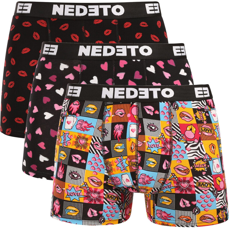 3PACK pánske boxerky Nedeto Valentín viacfarebné (3NBVL01) 67391847