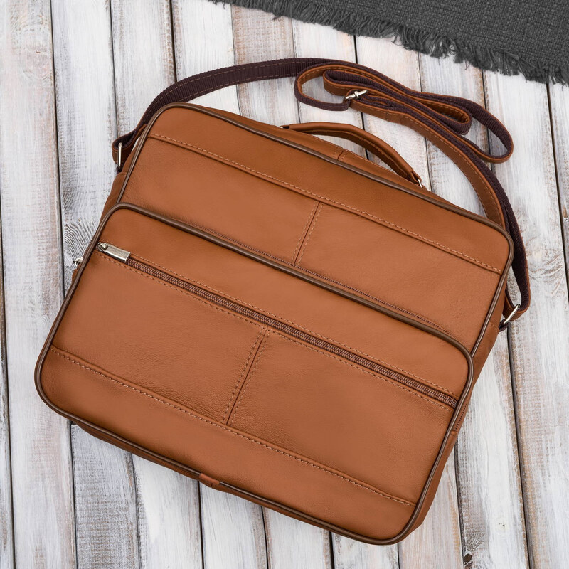 Abruzzo Pánska kožená taška cez rameno | hnedá ABR-02-CG 67383740