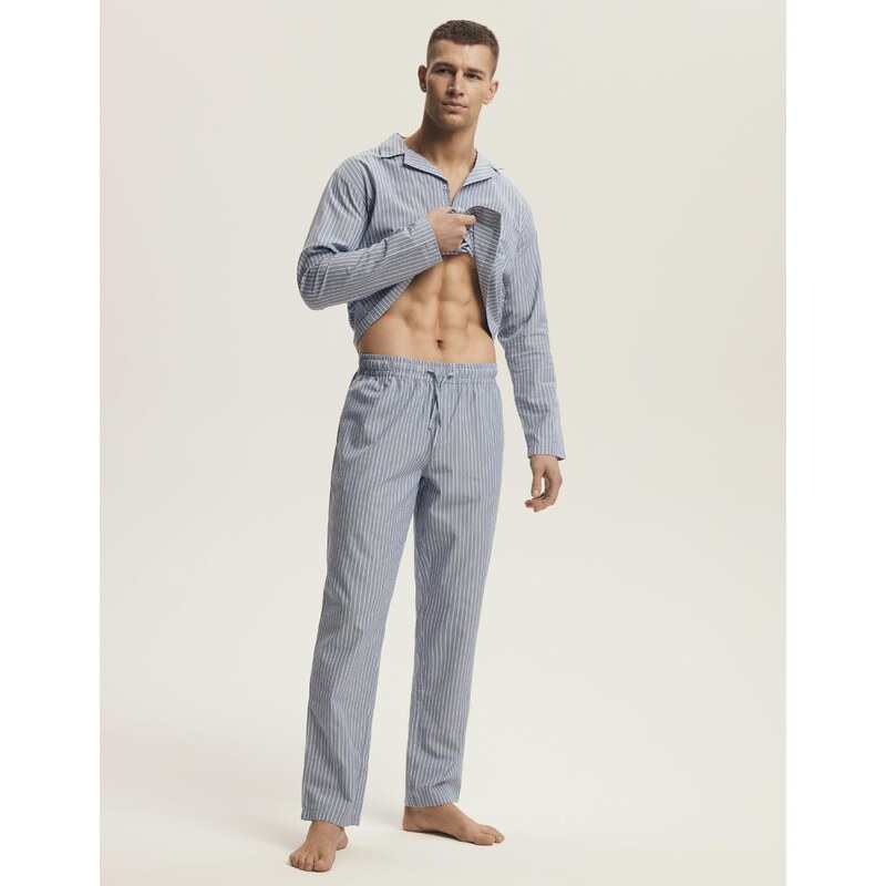 Henderson Pánske bavlnené pyžamo na gombíky Mic 43035-05X nebesky 63005618