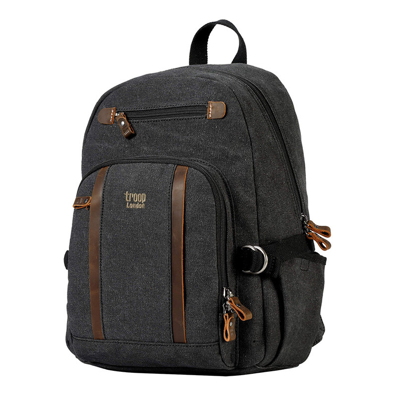 Troop London Značkový stredne veľký mestský batoh čierny (GTB828) 67383752