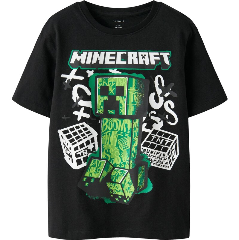 NAME IT Tričko NKMDI MINECRAFT trávovo zelená / tmavozelená / čierna / 67392432