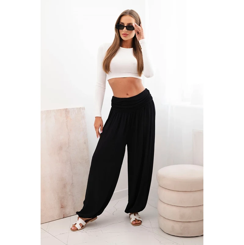 Kesi Włoski Dámske viskózové nohavice so širokými nohavicami a 67385193