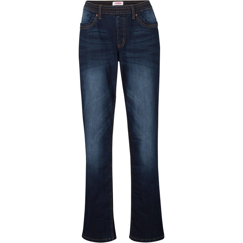 bonprix Termo džínsy, rovné, Mid Waist, farba modrá 66644724