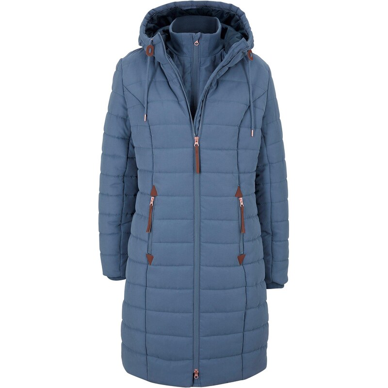 bonprix Prešívaný kabát, 2v1 vzhľad, farba modrá 44790457