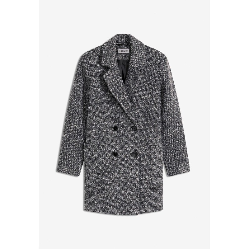 bonprix Krátky kabát vo vlnenom vzhľade, farba šedá 45720176