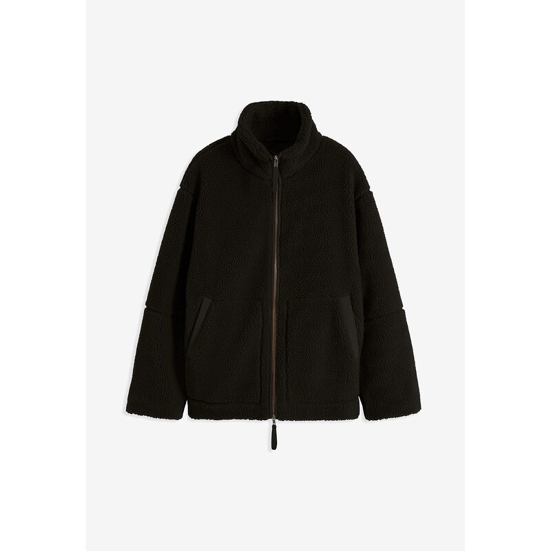 bonprix Bunda, kožušinový flís, farba čierna 58308418