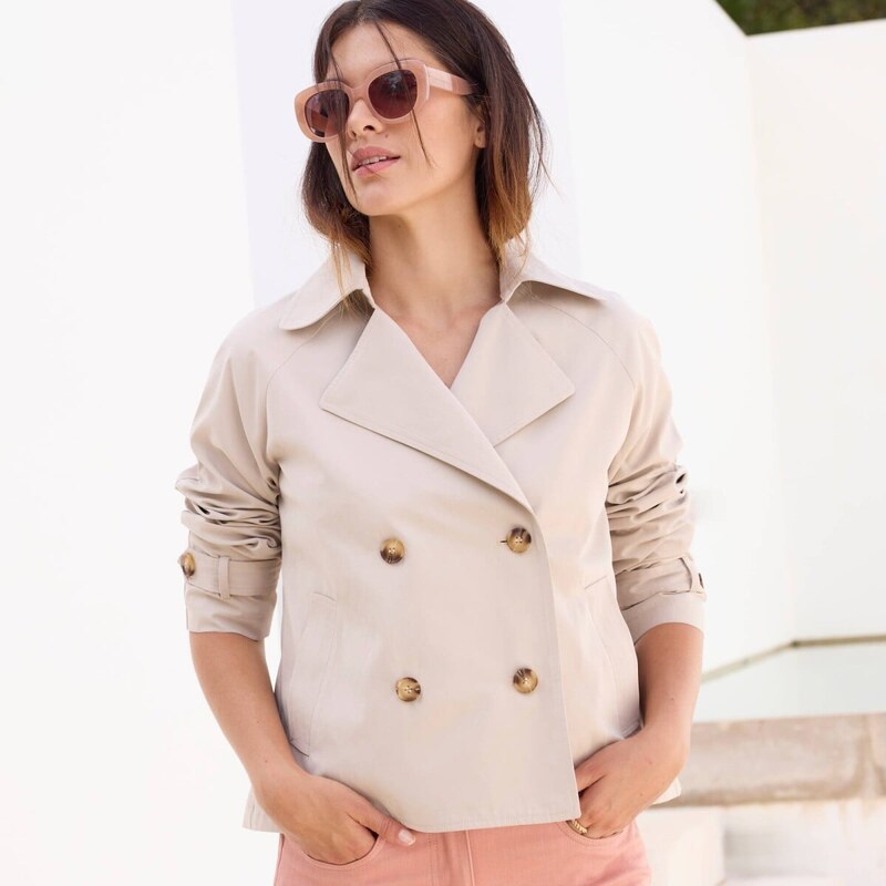 Krátky nepremokavý trenčkot béžová 054 Blancheporte 67387699