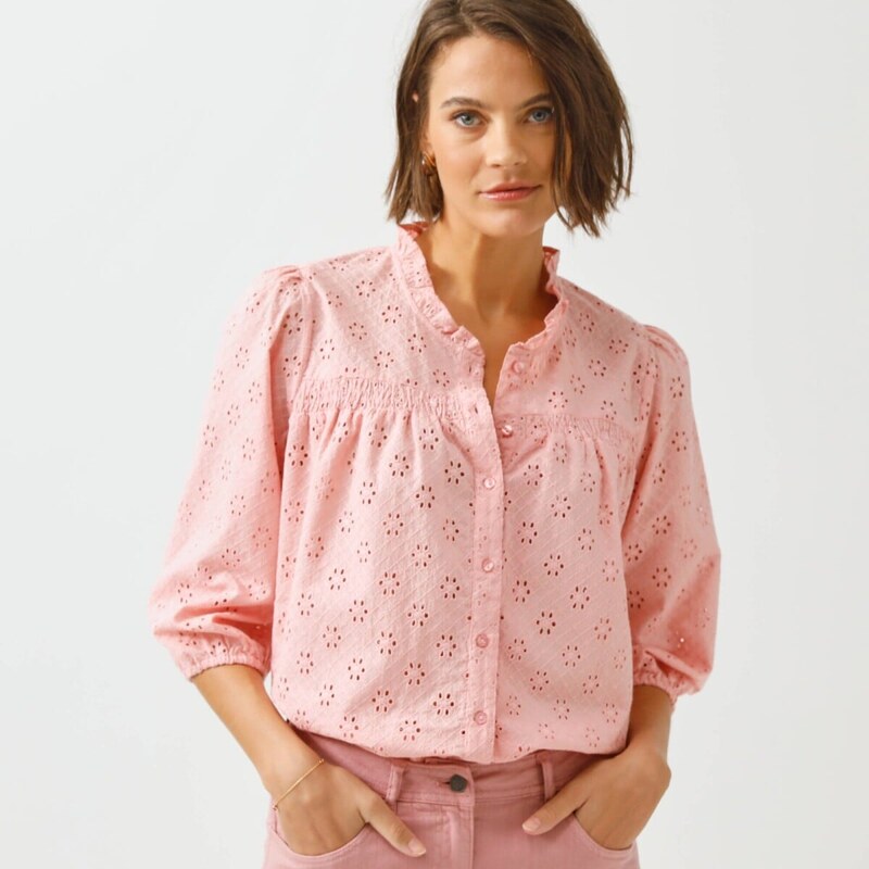 Madeirová blúzka s 3/4 rukávmi ružová 054 Blancheporte 67387742