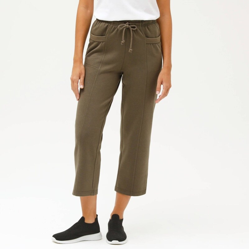 Moltonové 7/8 nohavice khaki 054 Blancheporte 67387763