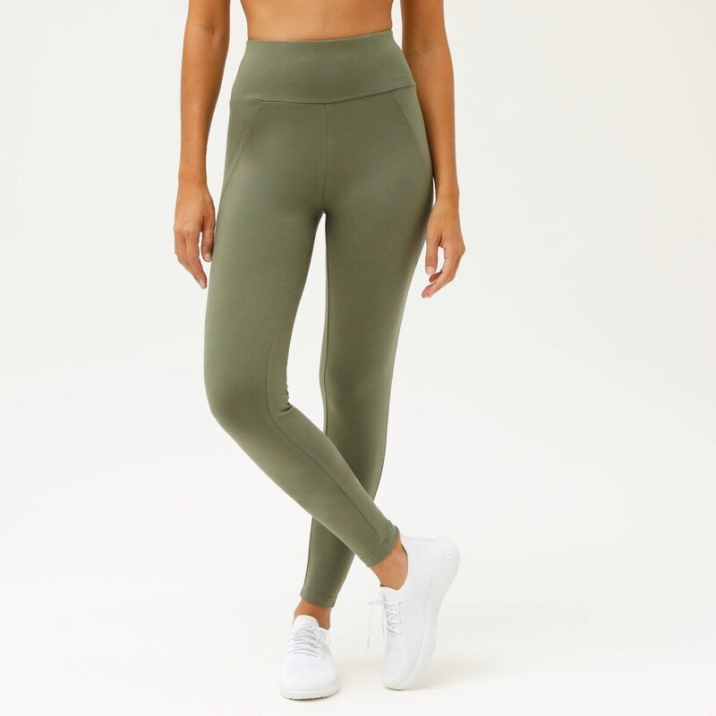 Jednofarebné športové legíny s vysokým pásom khaki 052 Blancheporte 67387768