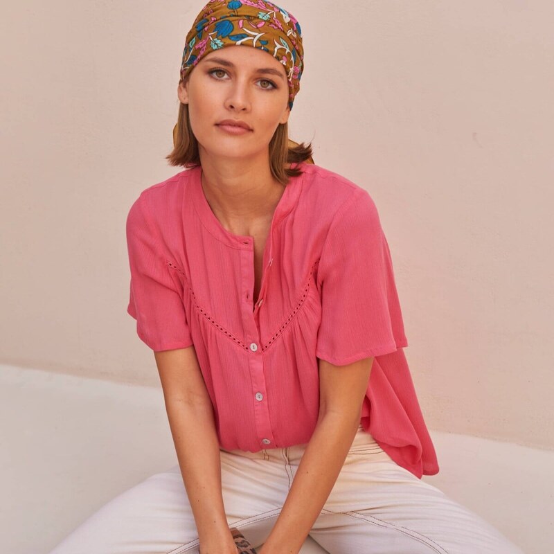 Vzdušná blúzka s krátkymi rukávmi ružová 054 Blancheporte 67387819