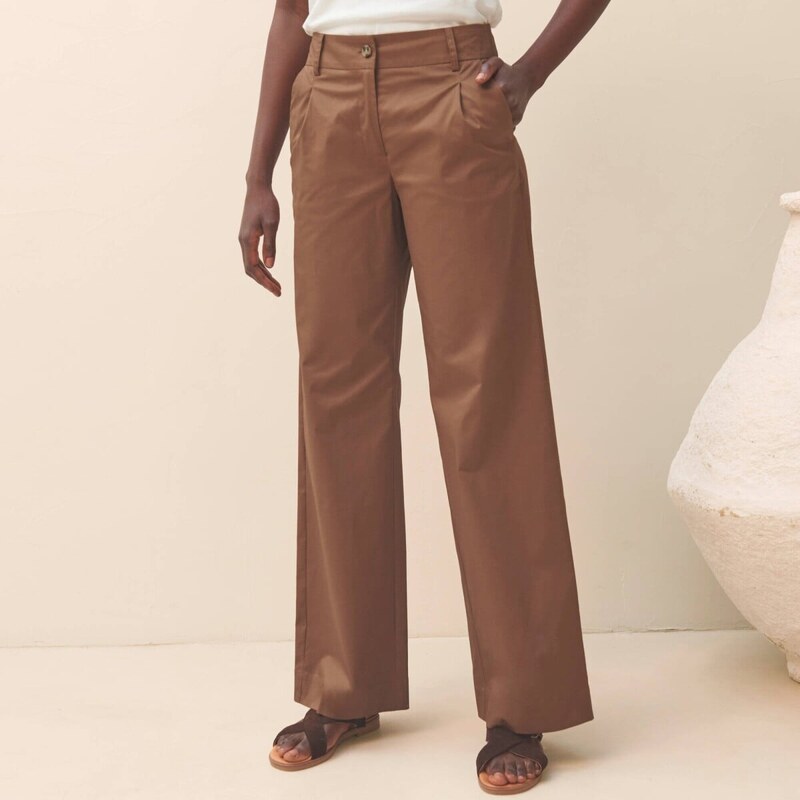 Široké nohavice so skladmi vpredu karamelová 052 Blancheporte 67387824