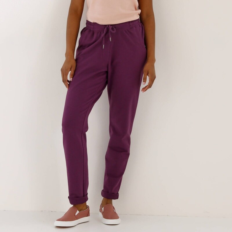 Moltonové jogging nohavice s pružným pásom slivková 054 Blancheporte 67387844