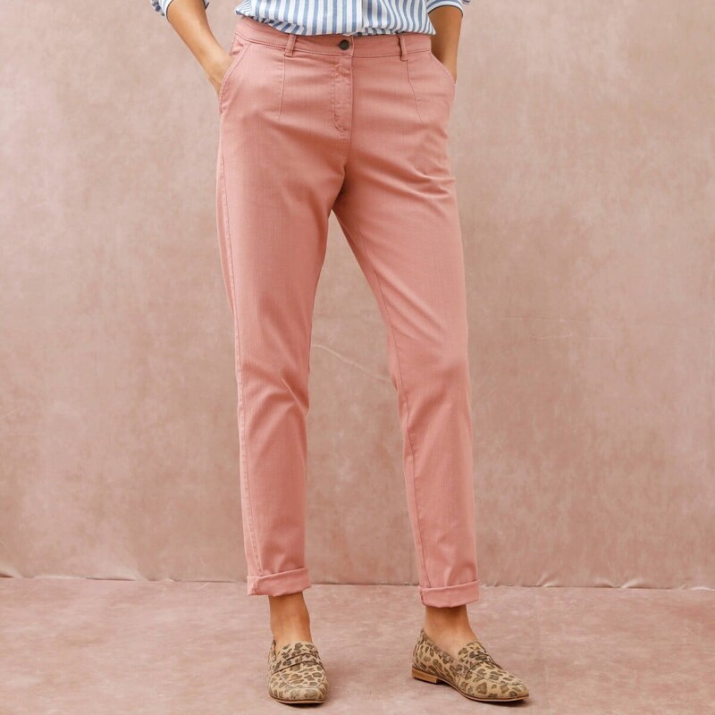 Keprové nohavice mom s vysokým pásom sivoružová 052 Blancheporte 67387860