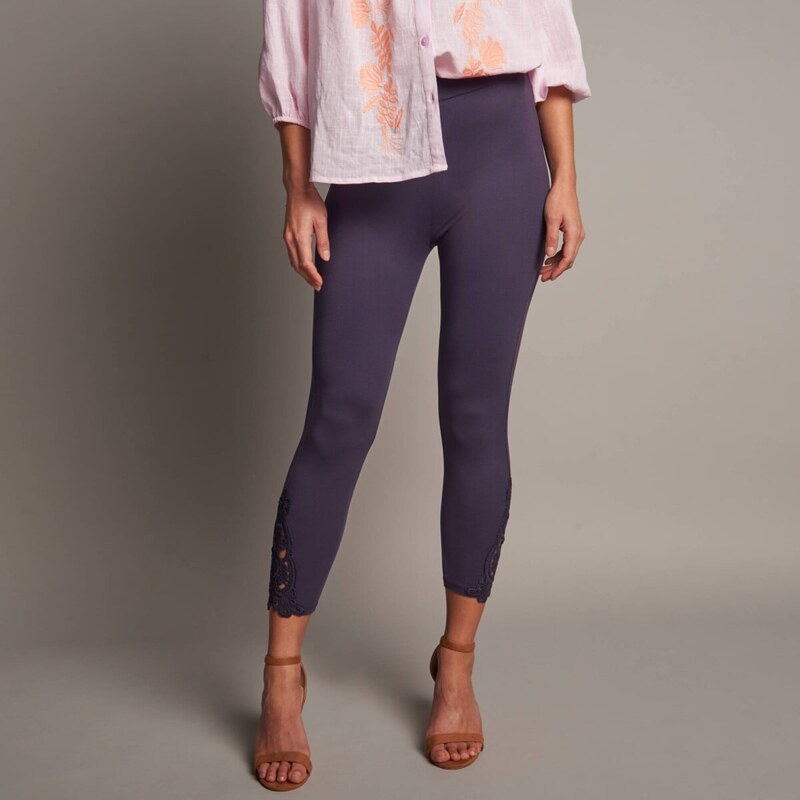 3/4 legíny s macramé a pružným pásom fialová 058 Blancheporte 67387863