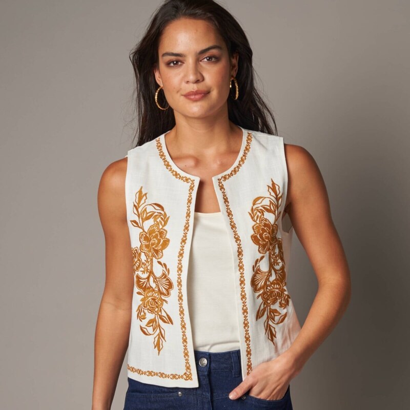 Vyšívaná vesta režná 052 Blancheporte 67387883