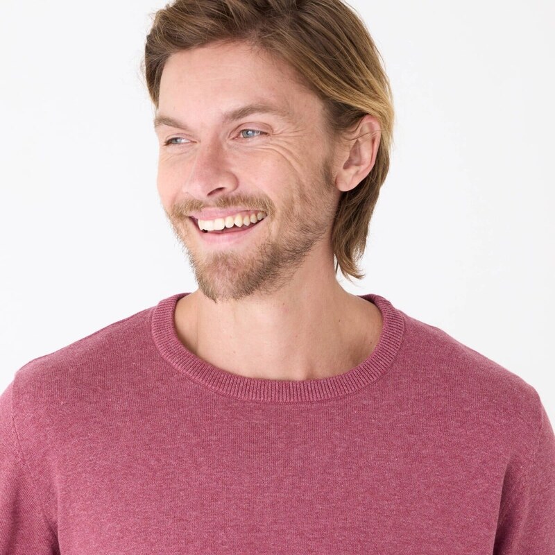 Pulóver s okrúhlym výstrihom a dlhými rukávmi tmavoružová melír 086 67387893