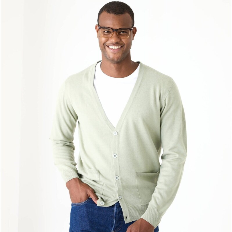 Sveter na zapínanie zelenkastá 086 Blancheporte 67387904