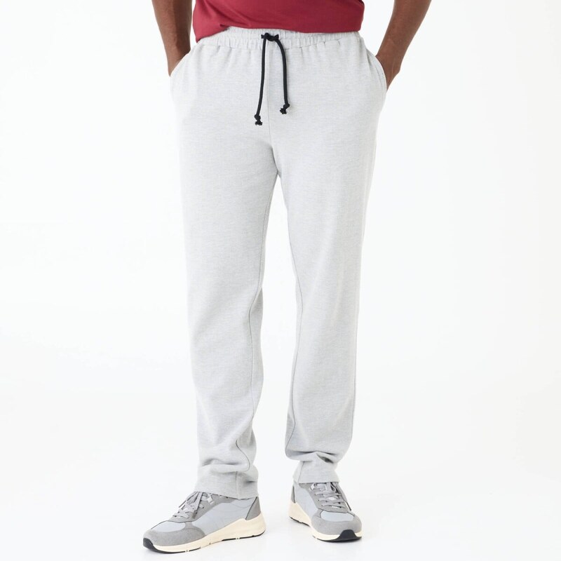 Nohavice z piké úpletu s pružným pásom a šnúrkou na stiahnutie sivý 67387915