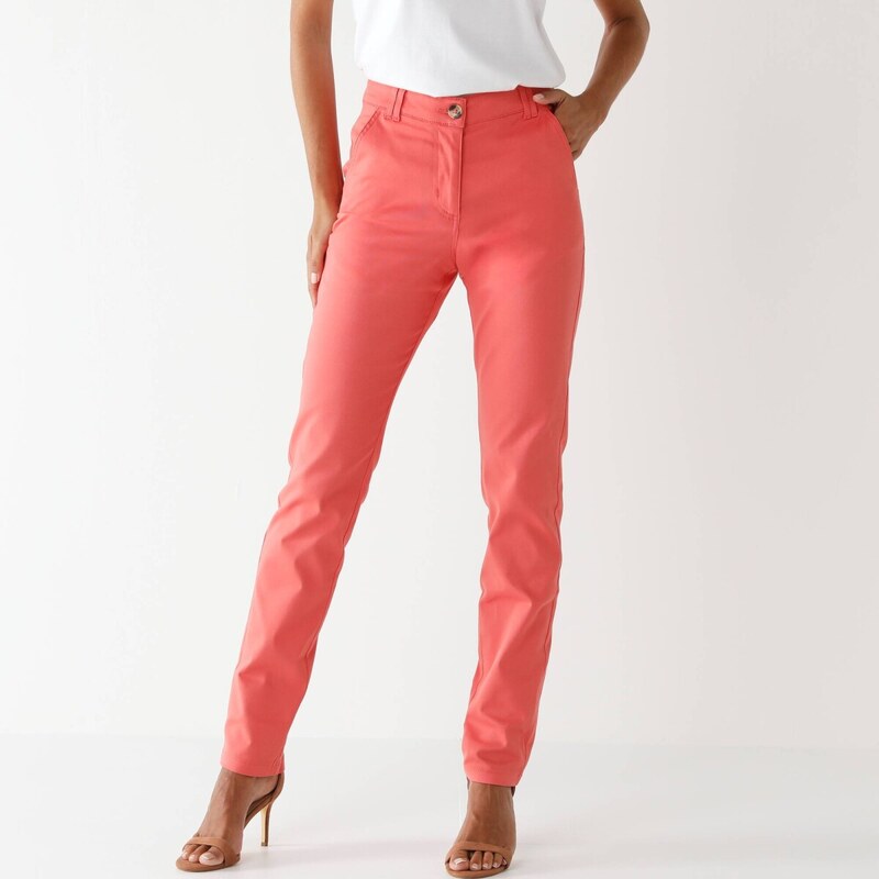 Strečové chino nohavice koralová 052 Blancheporte 67387990