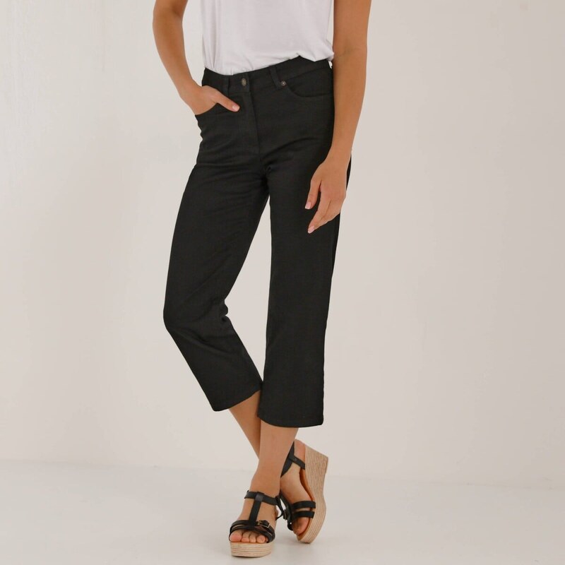 Rovné 7/8 jednofarebné nohavice čierna 052 Blancheporte 67388003