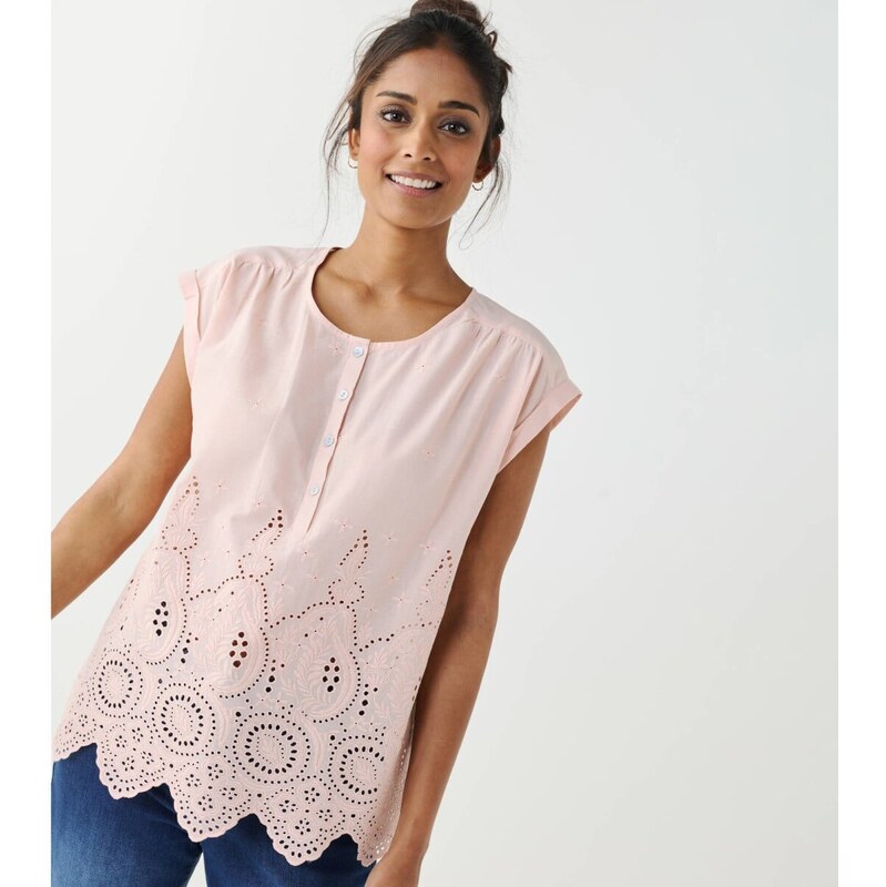 Madeirová blúzka s krátkymi rukávmi ružová pudrová 054 Blancheporte 67388027