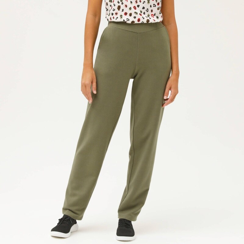 Široké meltonové nohavice khaki 052 Blancheporte 67388030