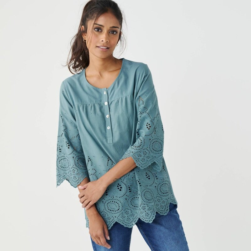 Madeirová blúzka s 3/4 rukávmi sivozelená 054 Blancheporte 67388035