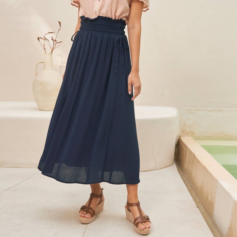 Dlhá krepónová sukňa nám.modrá 054 Blancheporte 67388057