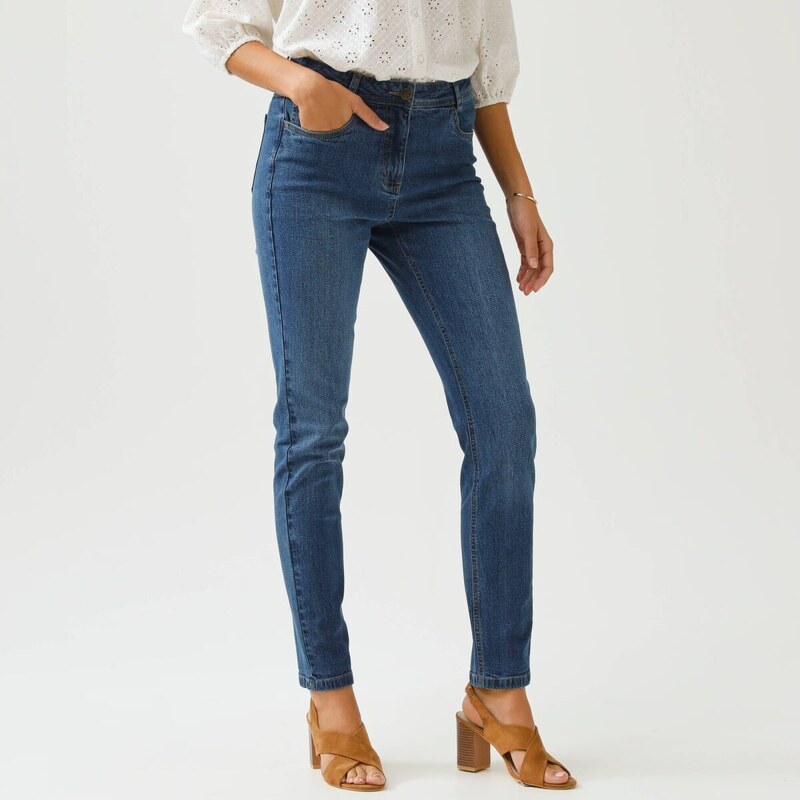 Úzke džínsy s vysokým pásompre vysokú postavu modrá 052 Blancheporte 67388061